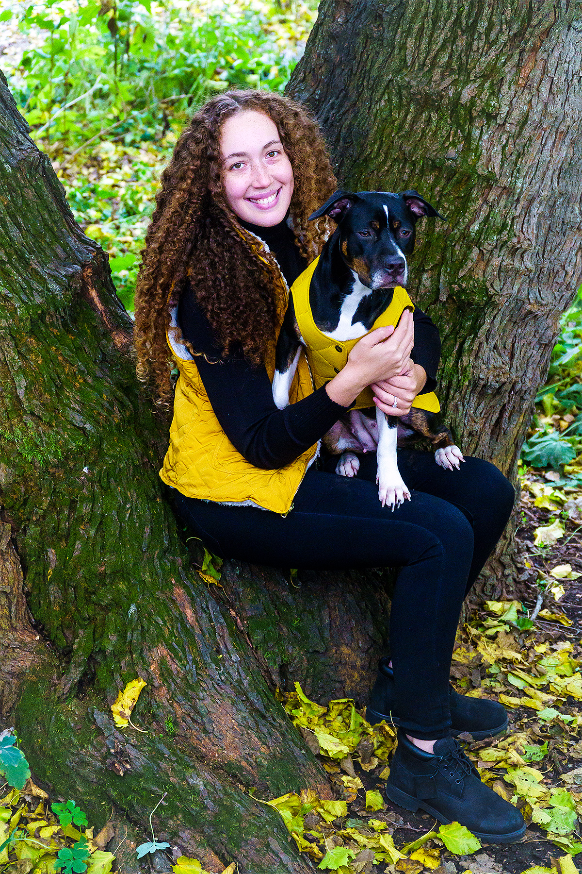 Family, Portraits, Pet, Fall, Leaves, Park