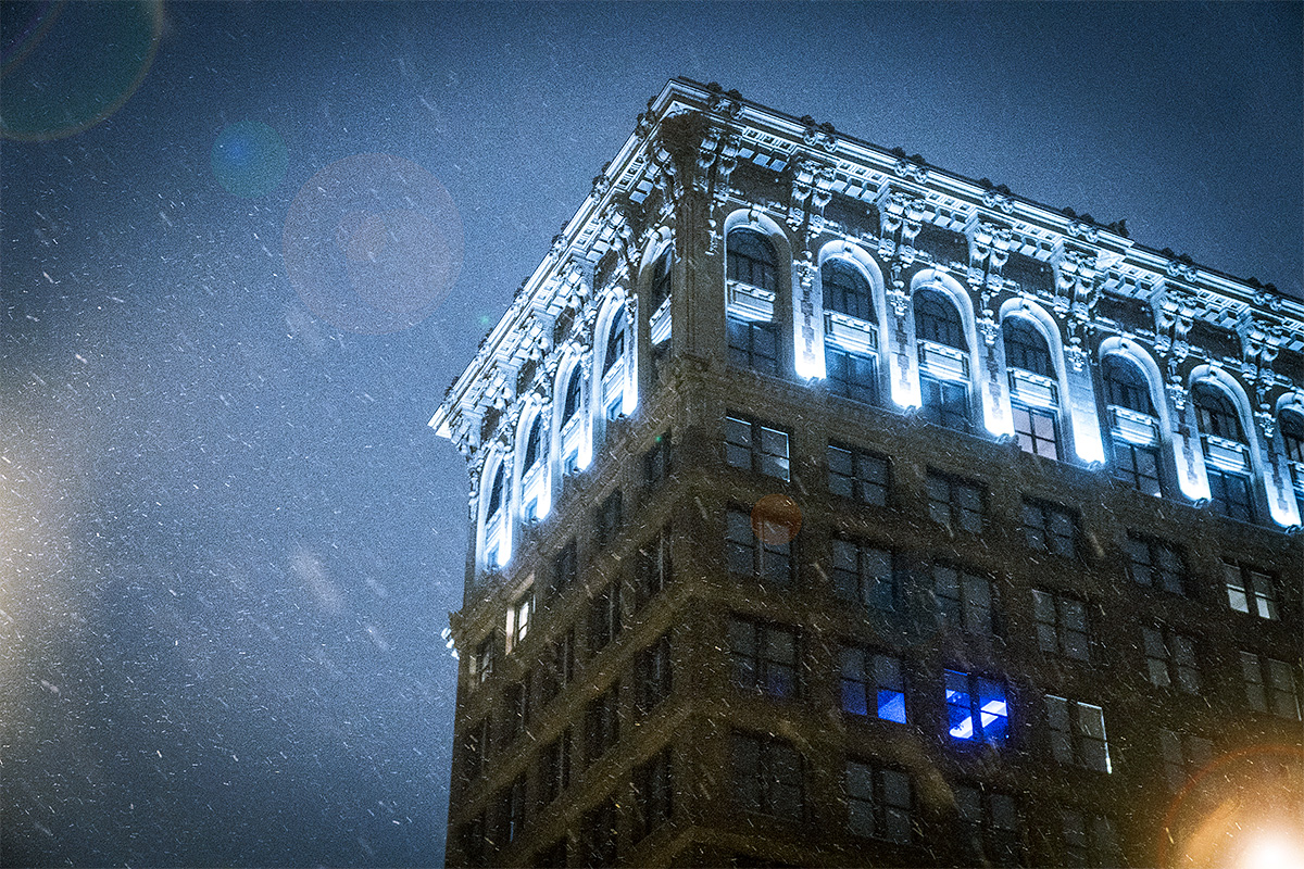 Residential, Snow, Night, Lights