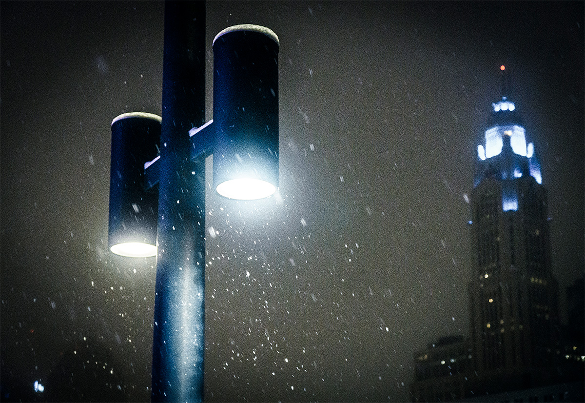 Residential, Snow, Night, Lights